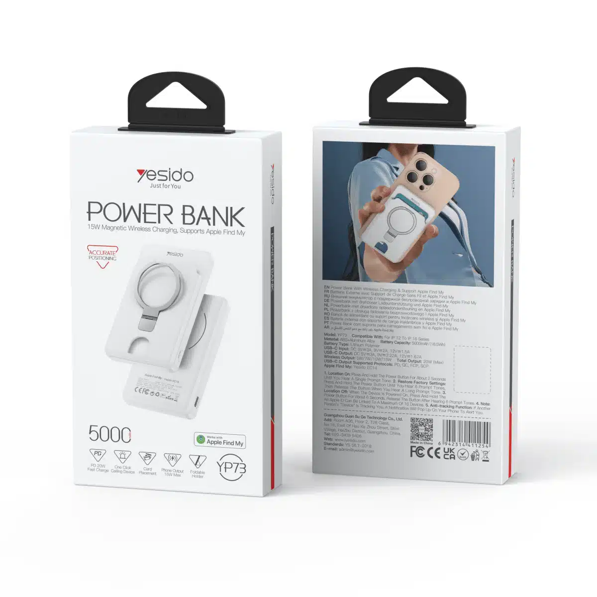 Yesido YP73 5000mAh 15W MagSafe Power Bank - Black